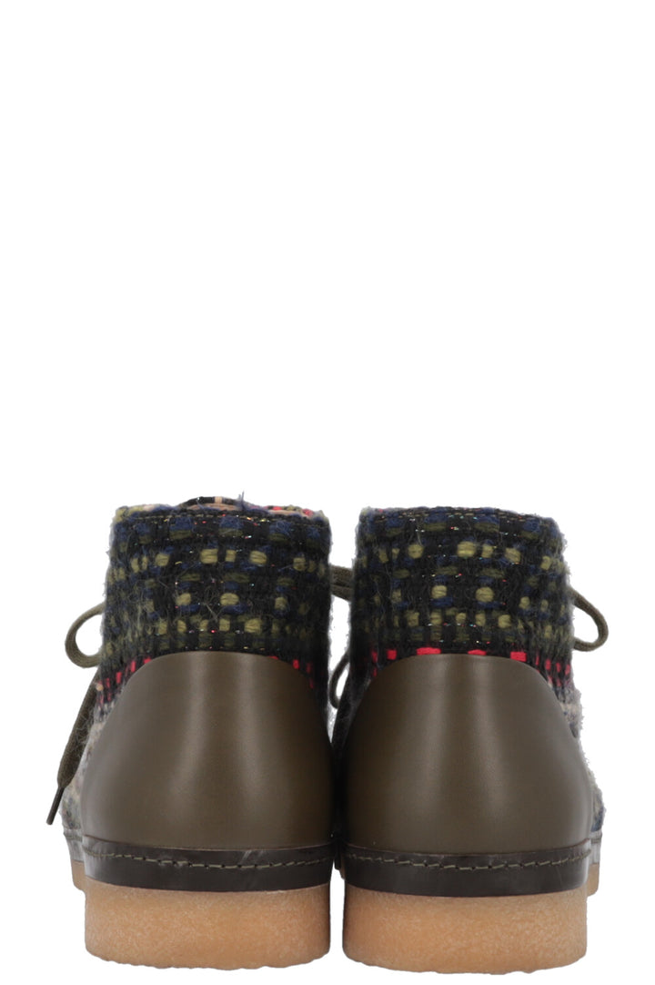 CHANEL 2015 Salzburg Tweed Ankle Boots Green