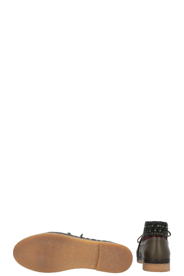 CHANEL 2015 Salzburg Tweed Ankle Boots Green