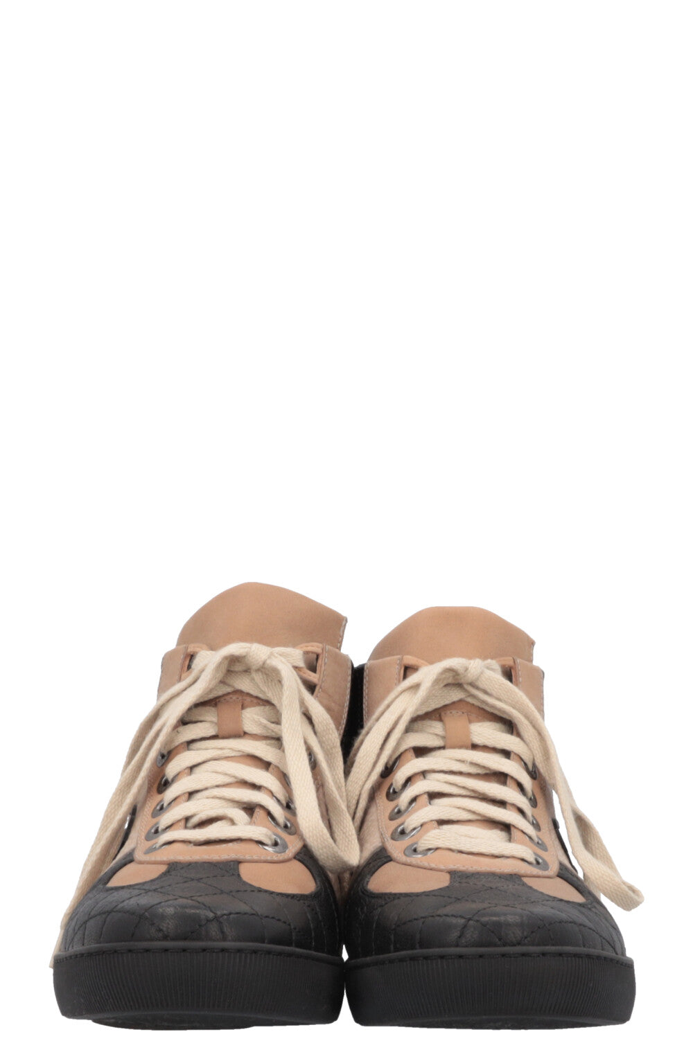 CHANEL CC High Top Sneakers Nubuck Beige Black