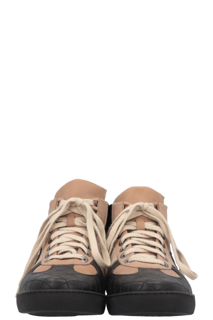 CHANEL CC High Top Sneakers Nubuck Beige Black