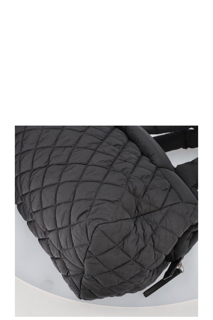 CHANEL Coco Cocoon Bowling Bag Quilted Nylon Black