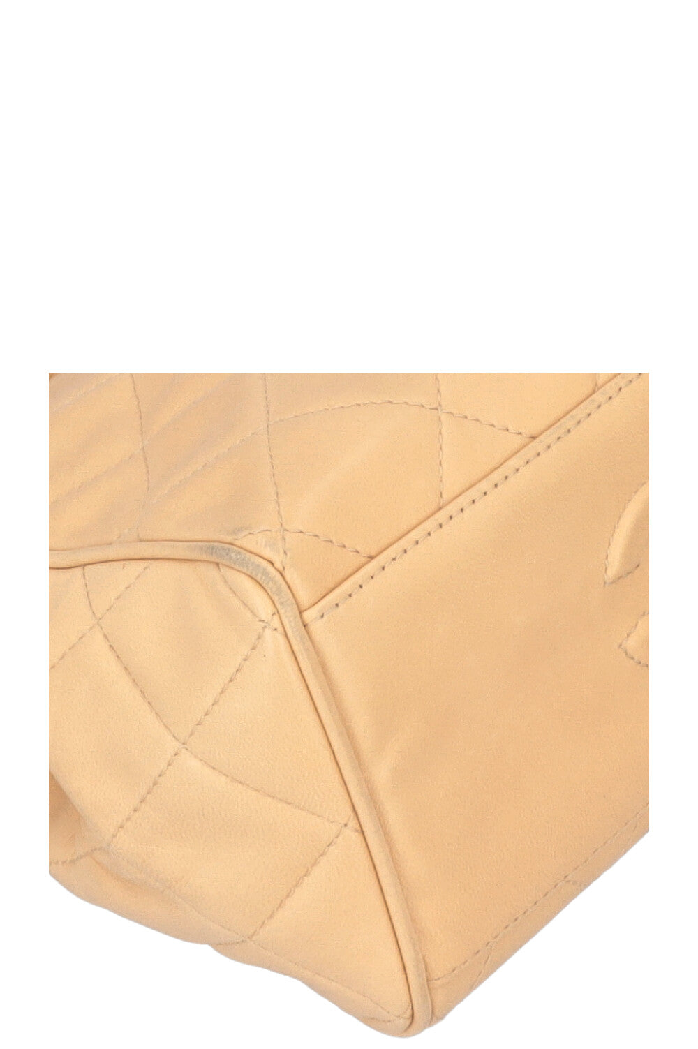 CHANEL Quilted Logo Shoulder Bag Beige