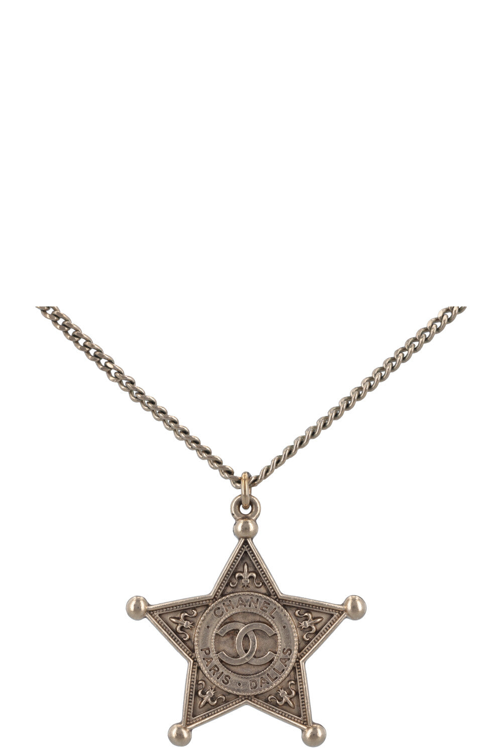 CHANEL 2014 Paris Dallas Star Necklace Champagne