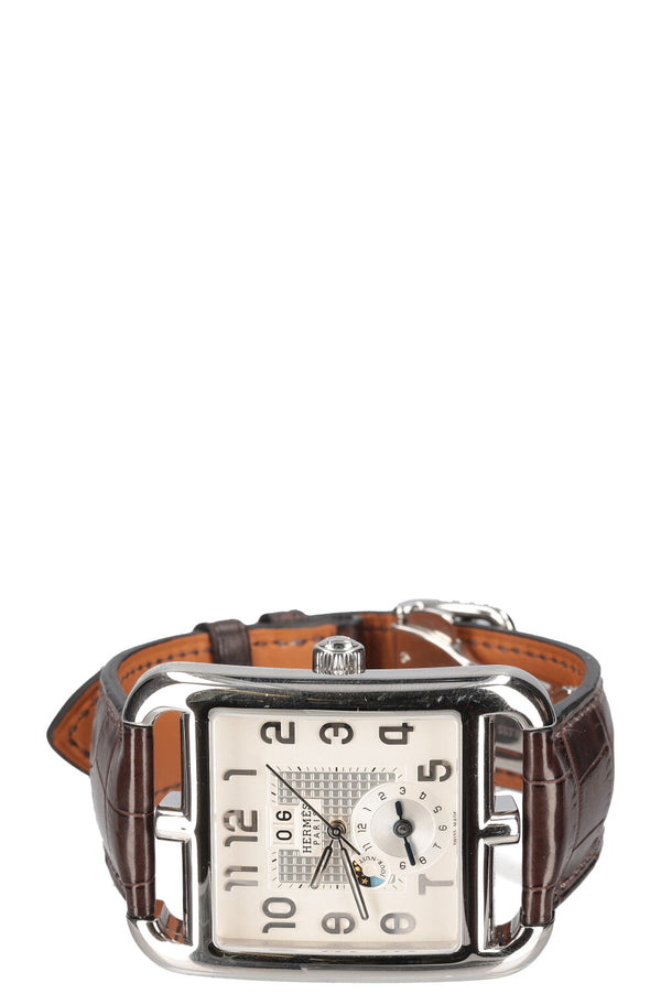 HERMÈS Cape Cod GMT Alligator Argent