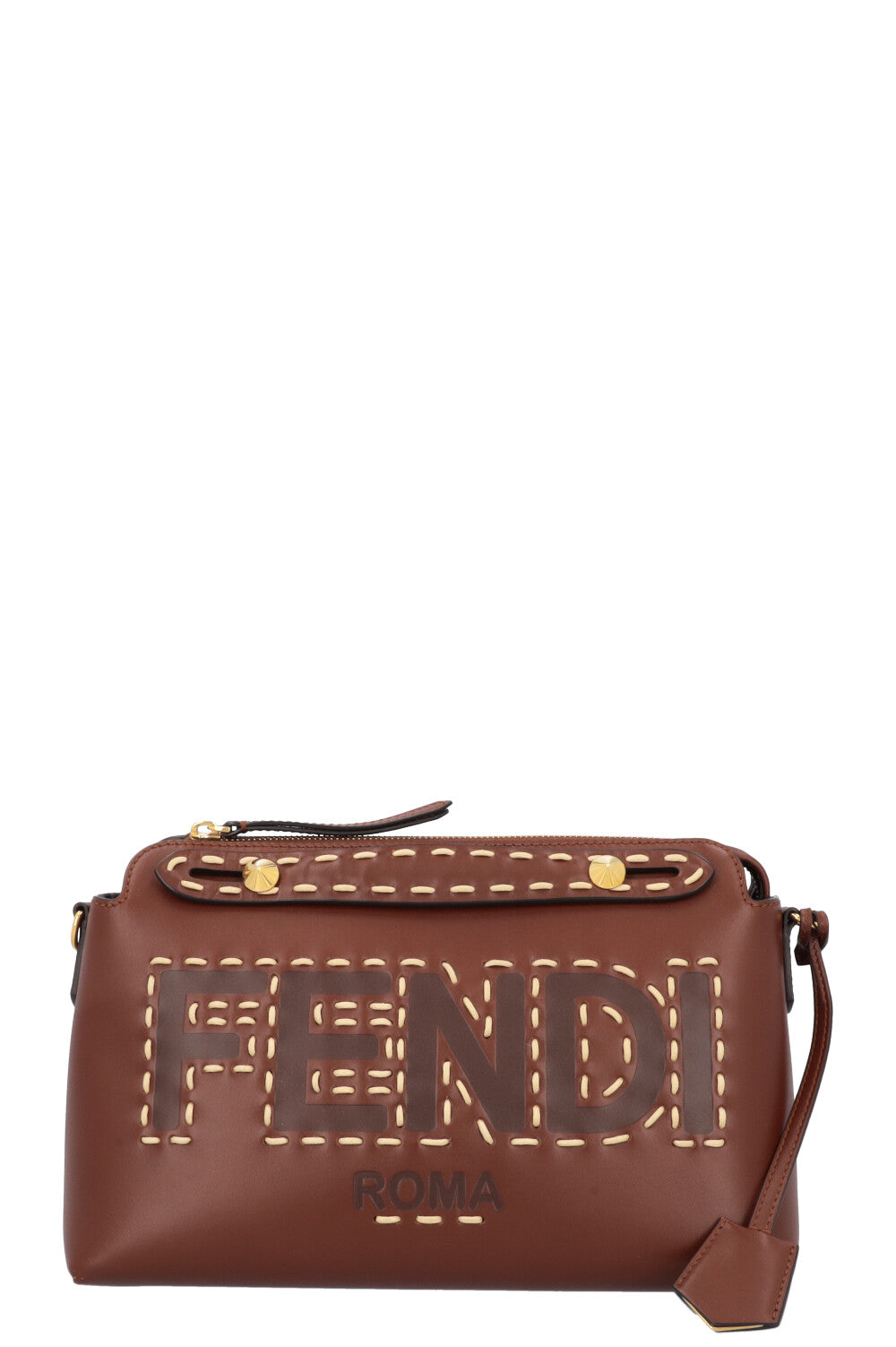 FENDI By The Way Medium Logo Stitching Crossbody Bag Brown REAWAKE