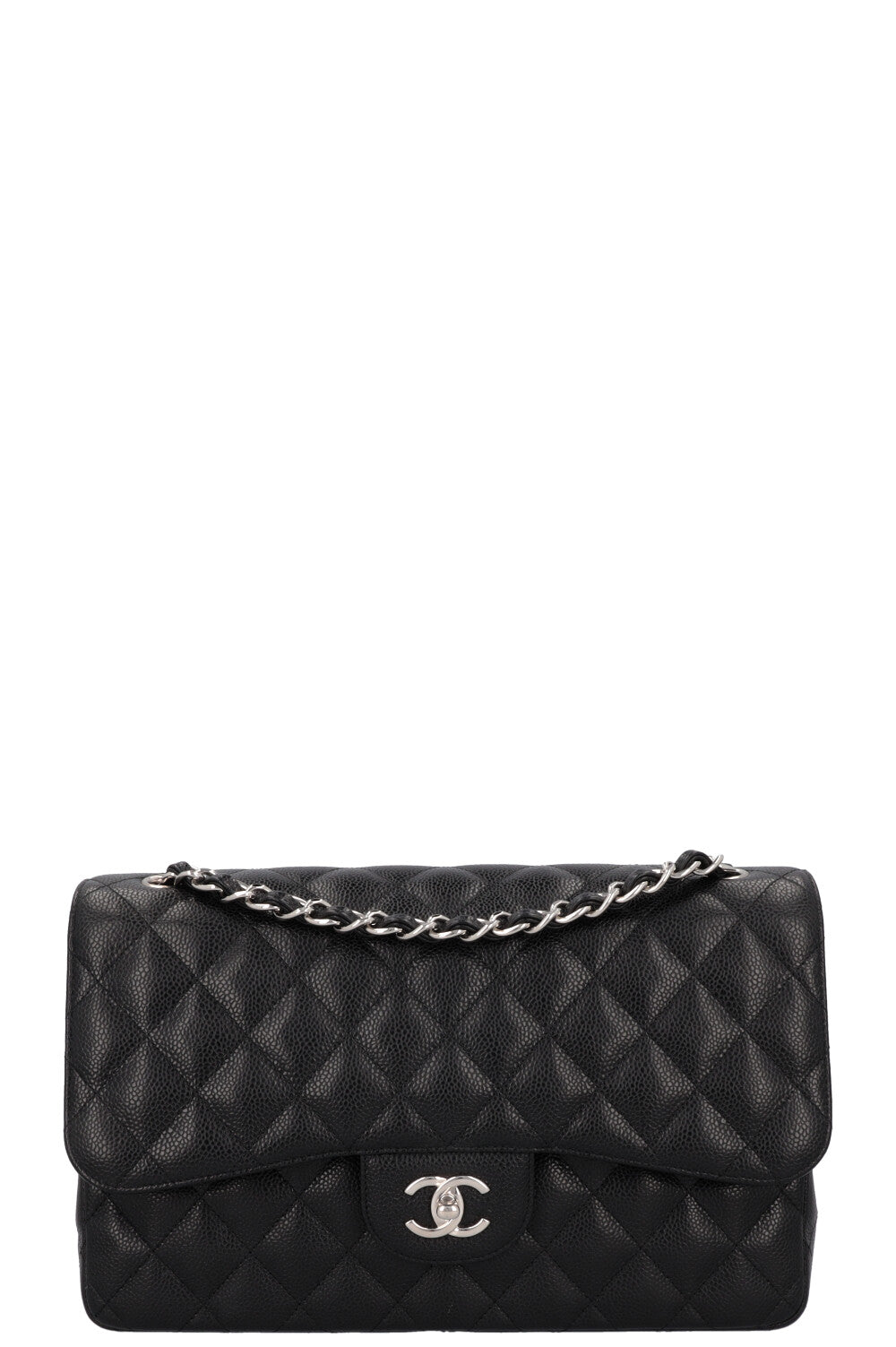 CHANEL Large Classic Double Flap Caviar Black