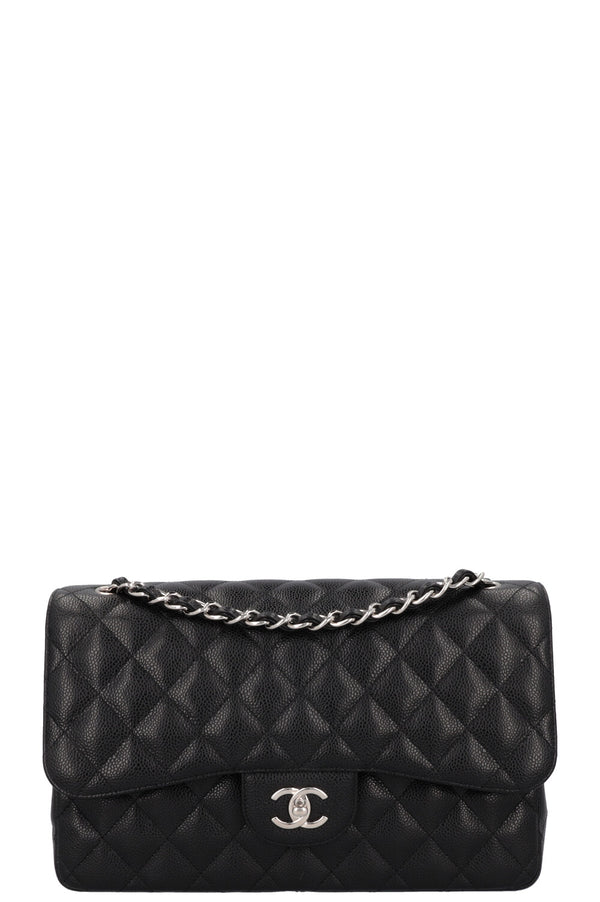 CHANEL Large Classic Double Flap Caviar Black