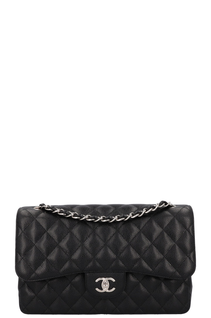 CHANEL Large Classic Double Flap Caviar Black
