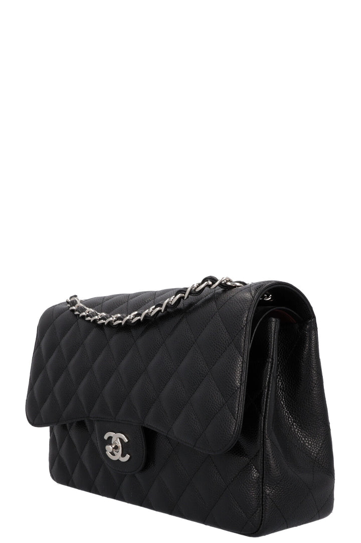 CHANEL Large Classic Double Flap Caviar Black