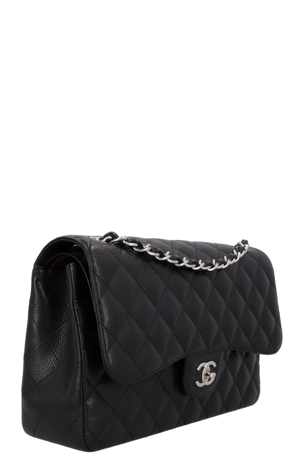 CHANEL Large Classic Double Flap Caviar Black