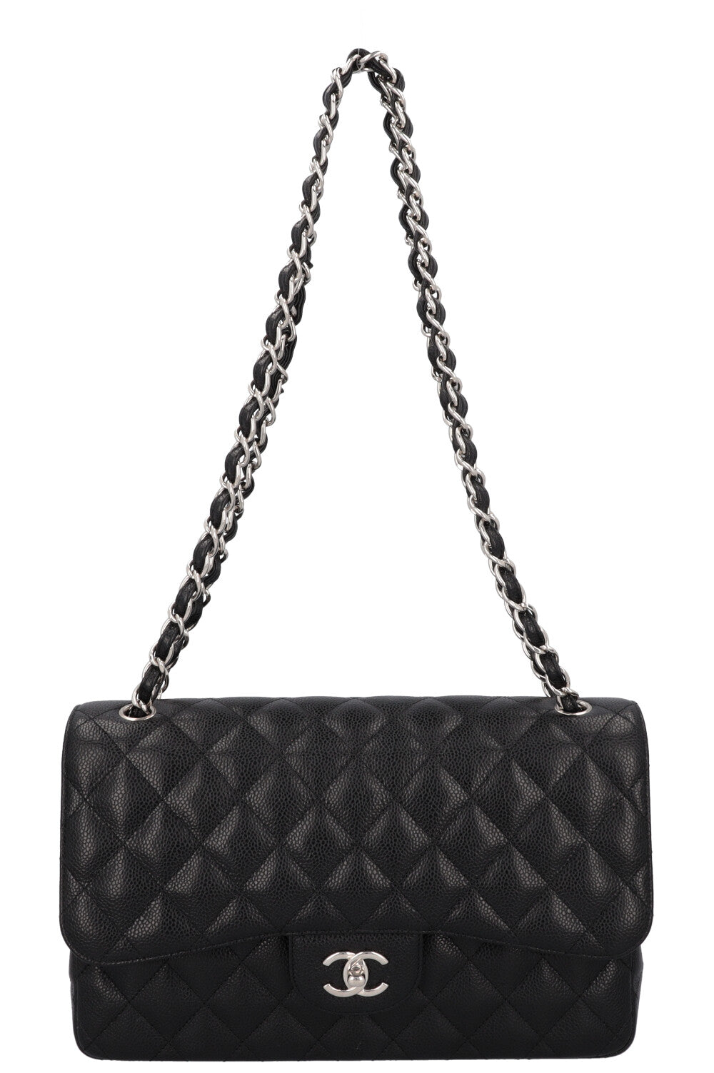 CHANEL Large Classic Double Flap Caviar Black