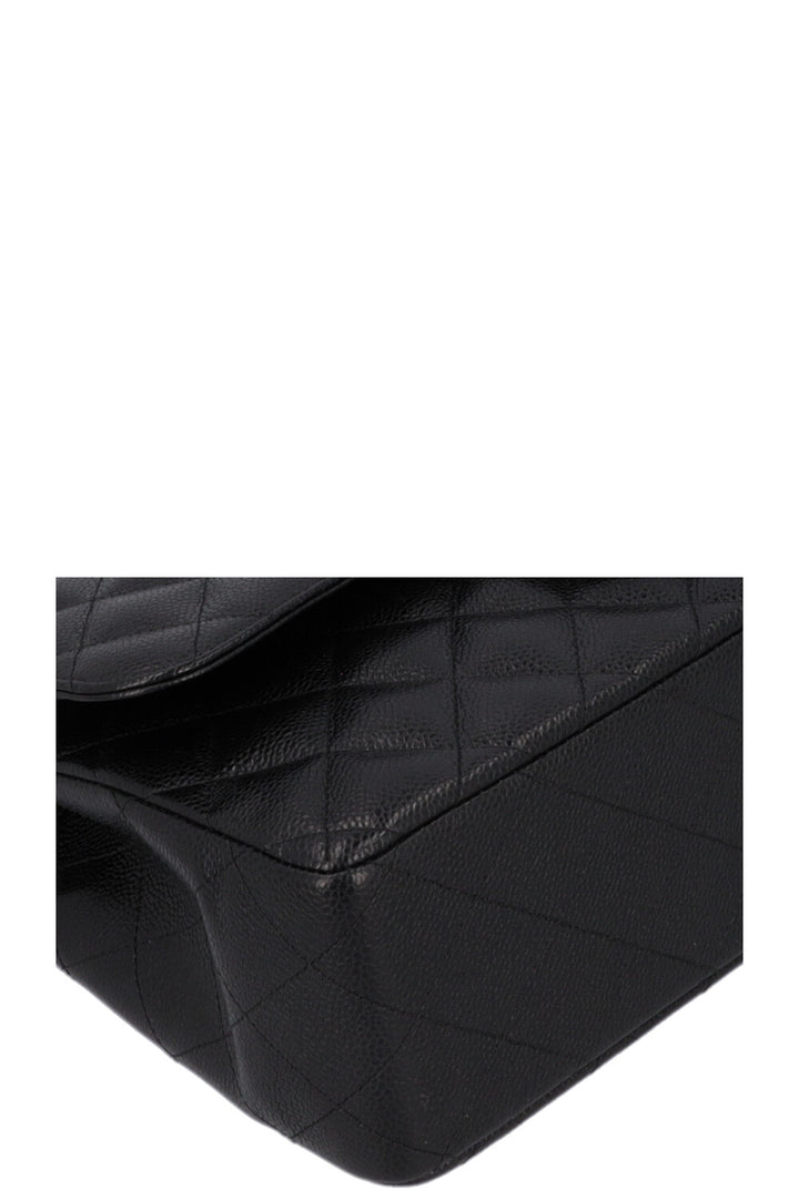 CHANEL Large Classic Double Flap Caviar Black