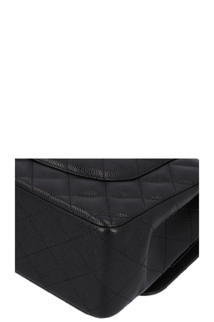 CHANEL Large Classic Double Flap Caviar Black