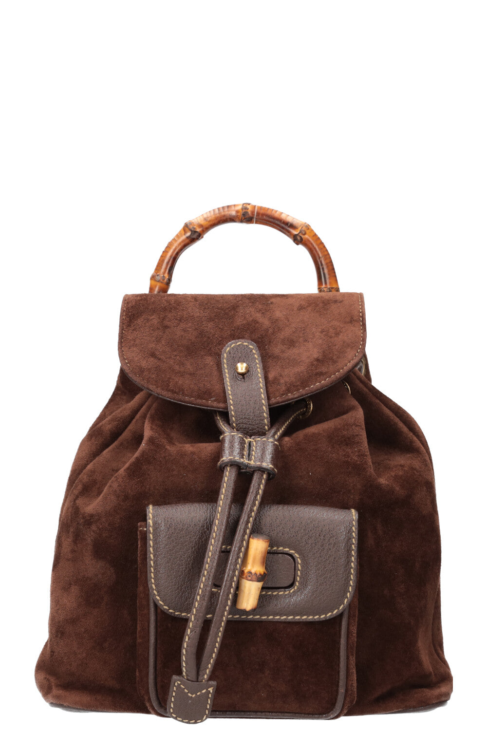 GUCCI Bamboo Backpack Suede Brown