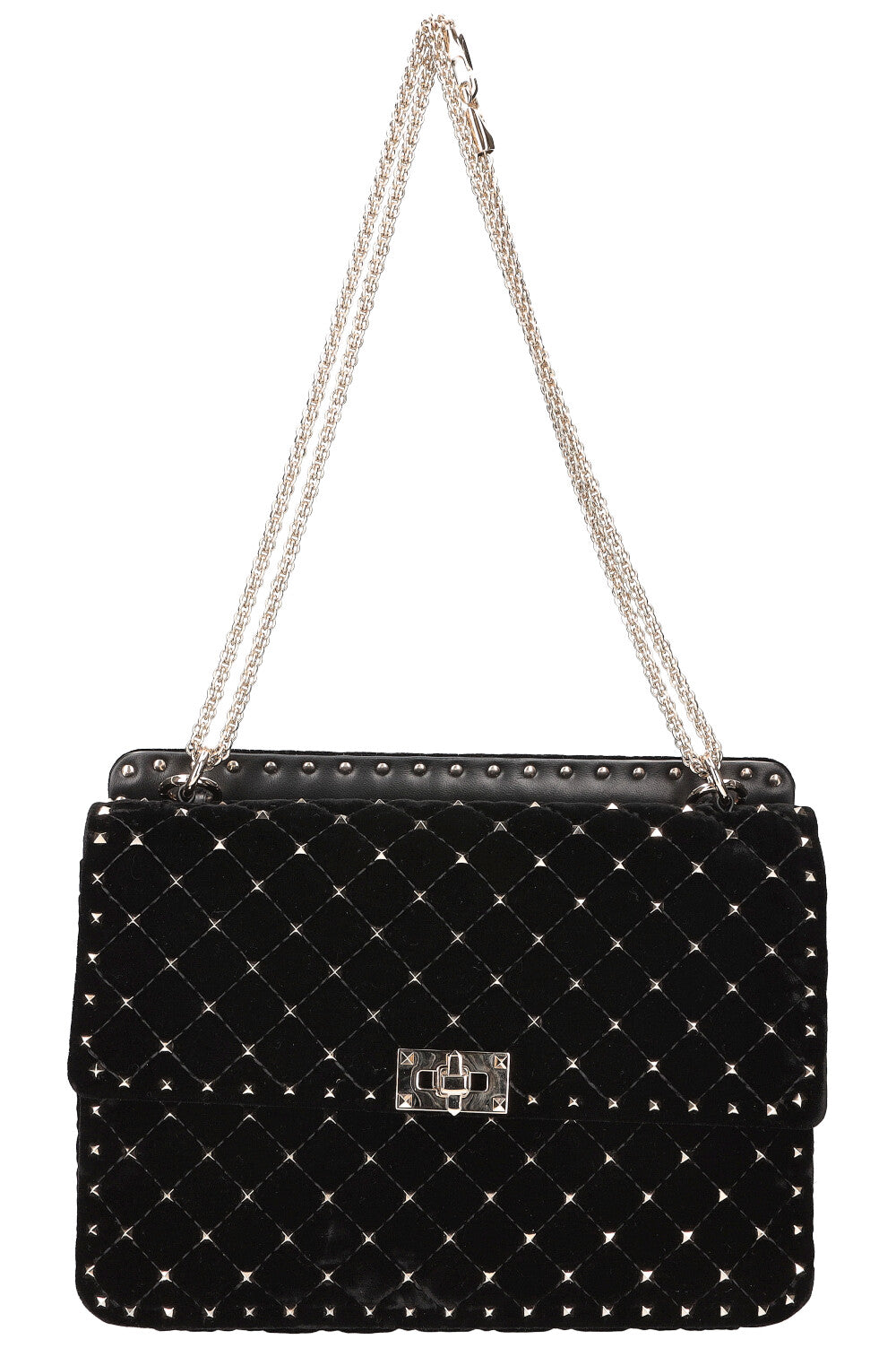 VALENTINO Rockstud Spike Top Handle Bag Black Velvet