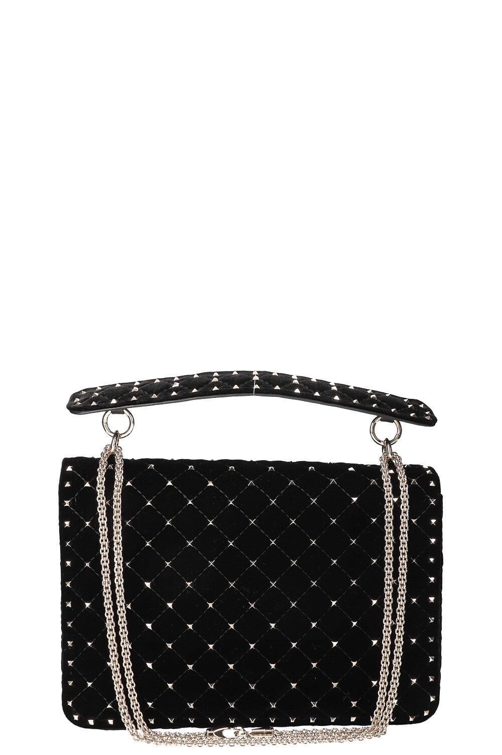 VALENTINO Rockstud Spike Top Handle Bag Black Velvet