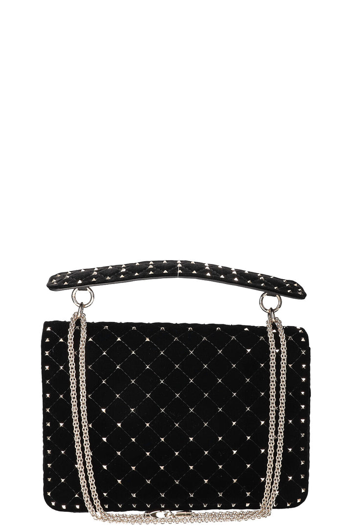 VALENTINO Rockstud Spike Top Handle Bag Black Velvet