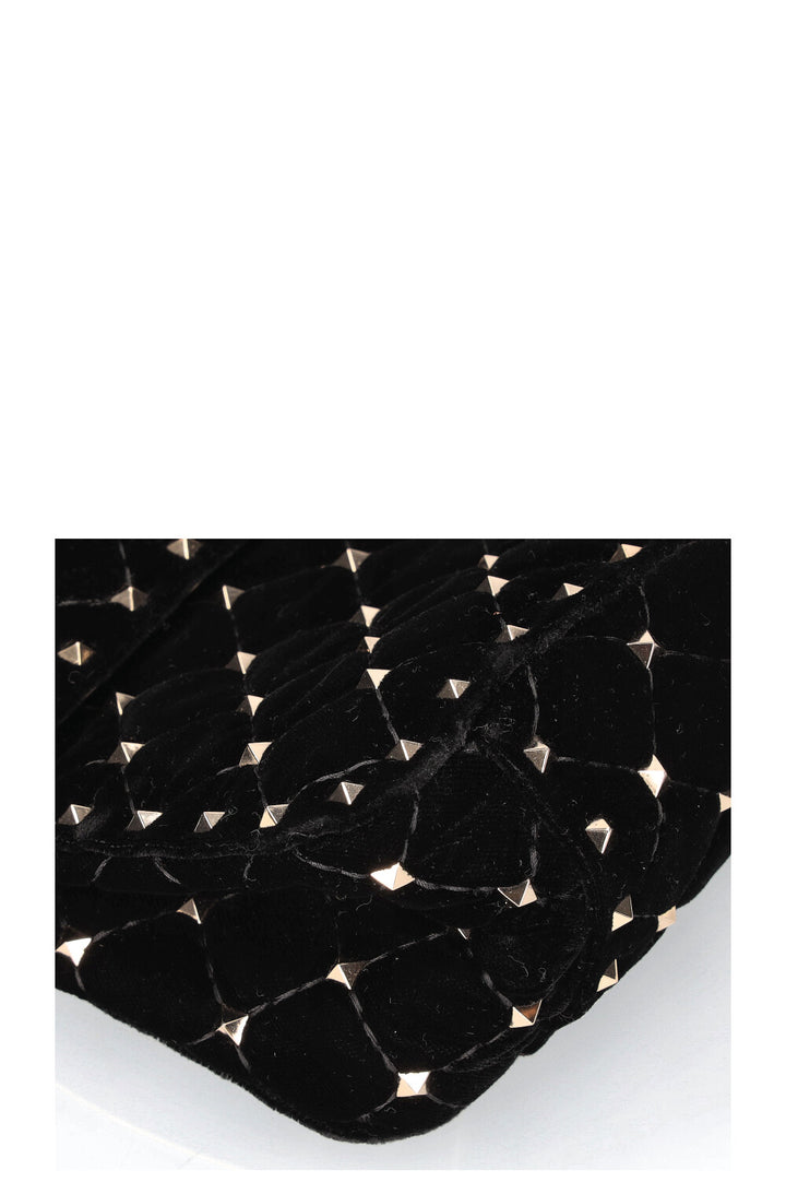 VALENTINO Rockstud Spike Top Handle Bag Black Velvet