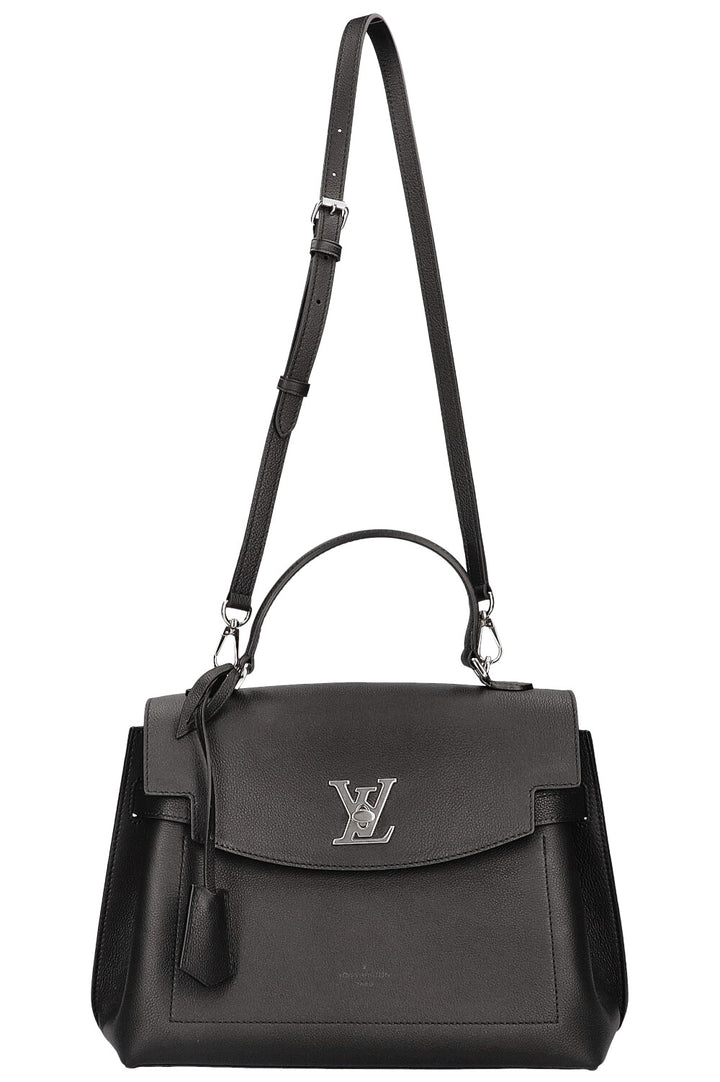 LOUIS VUITTON Lock Me Ever MM Handbag Black Leather