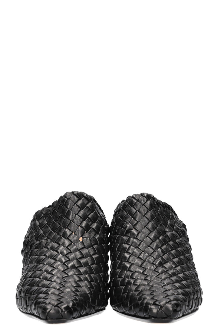 BOTTEGA VENETA Almond Intrecciato Mules Black