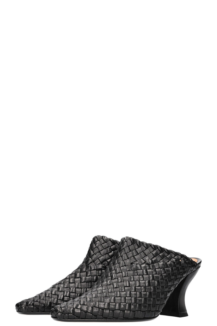 BOTTEGA VENETA Almond Intrecciato Mules Black