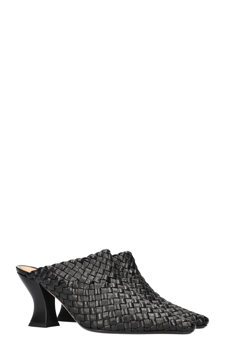 BOTTEGA VENETA Almond Intrecciato Mules Black