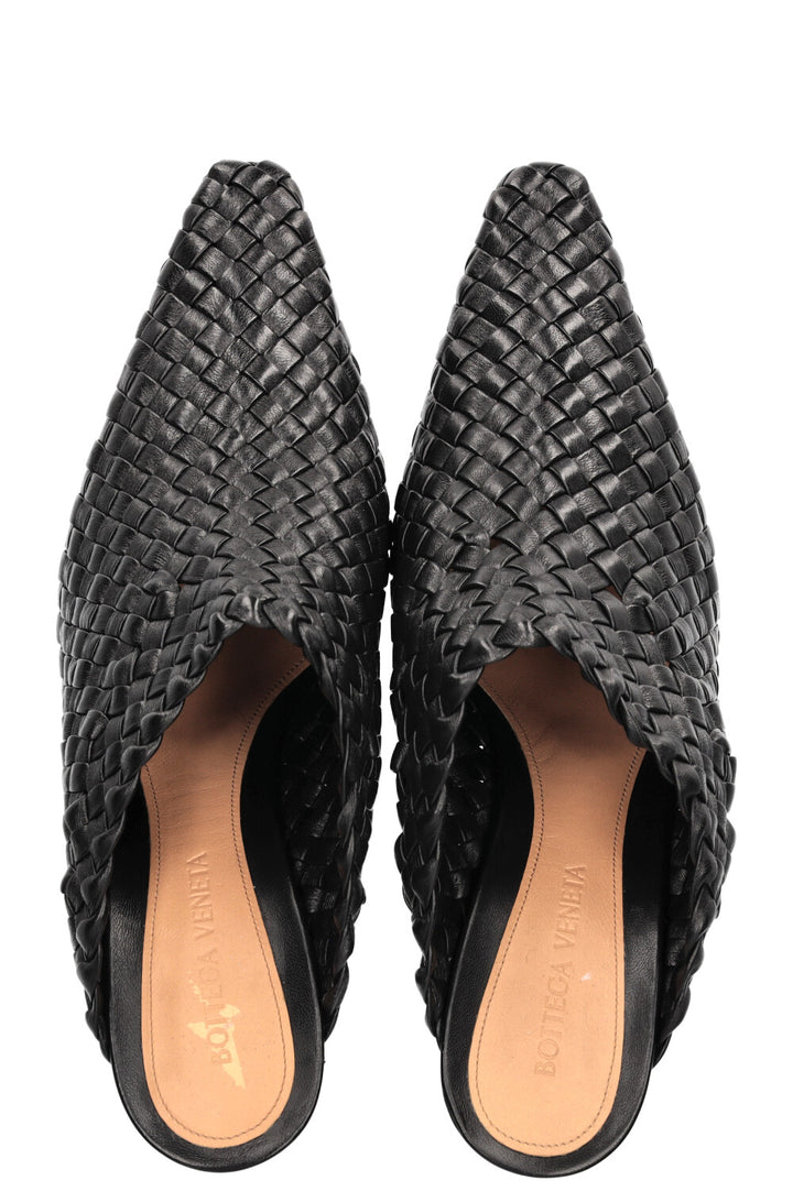 BOTTEGA VENETA Almond Intrecciato Mules Black