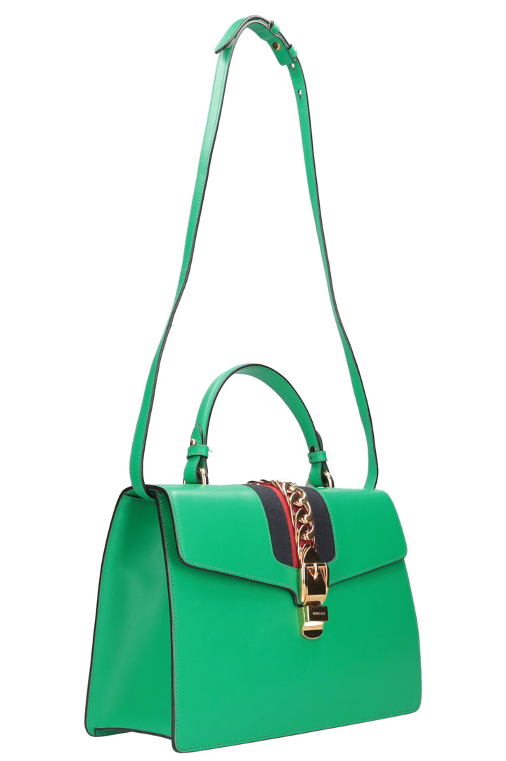 GUCCI Medium Sylvie Top Handle Bag Green