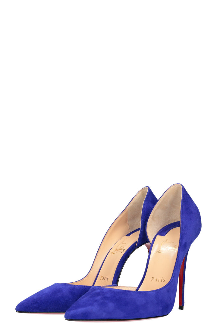 CHRISTIAN LOUBOUTIN Escarpins Iriza Daim Bleu Cobalt