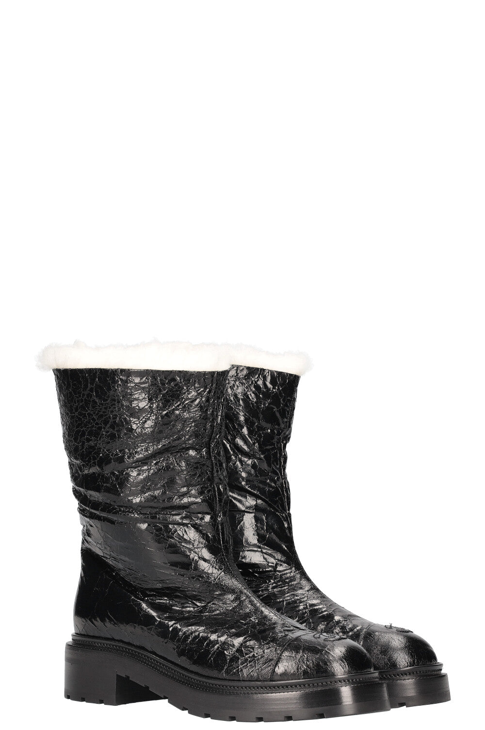 CHANEL 2020 Interlocking CC Logo Rain Boots Black