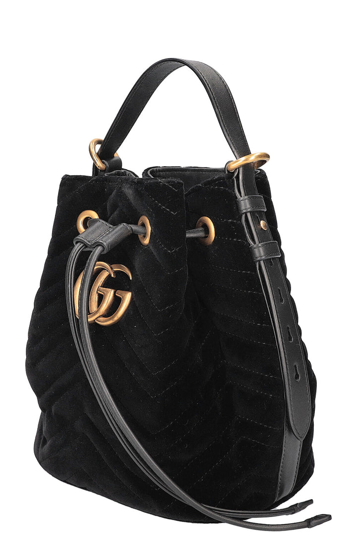 GUCCI Marmont Bucket Bag Velvet Black