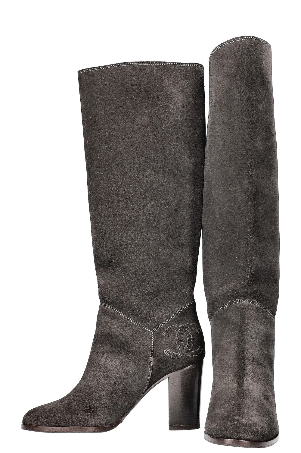 CHANEL Boots Suede Grey