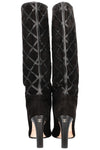 CHANEL Boots Diamond Stiching Leather Black