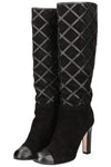 CHANEL Boots Diamond Stiching Leather Black