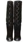 CHANEL Boots Diamond Stiching Leather Black
