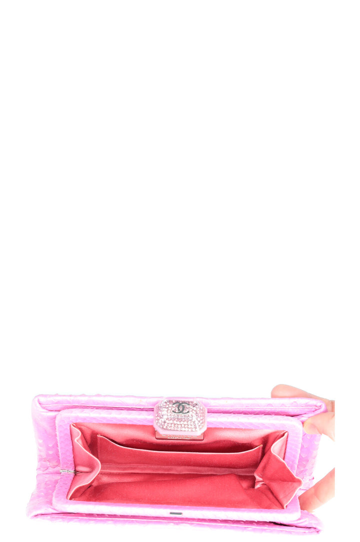 CHANEL Python Clutch Pink