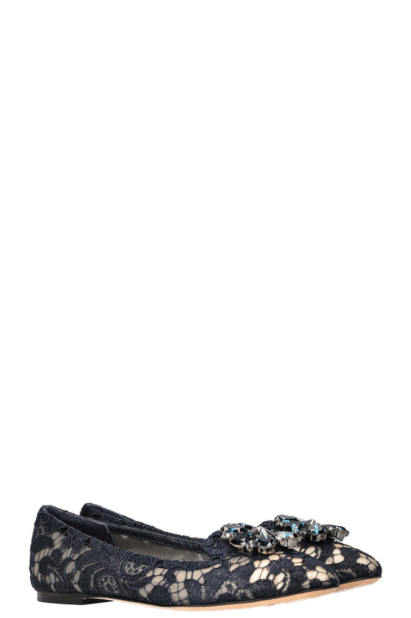 DOLCE&GABBANA Vally Flats Crystals Blue
