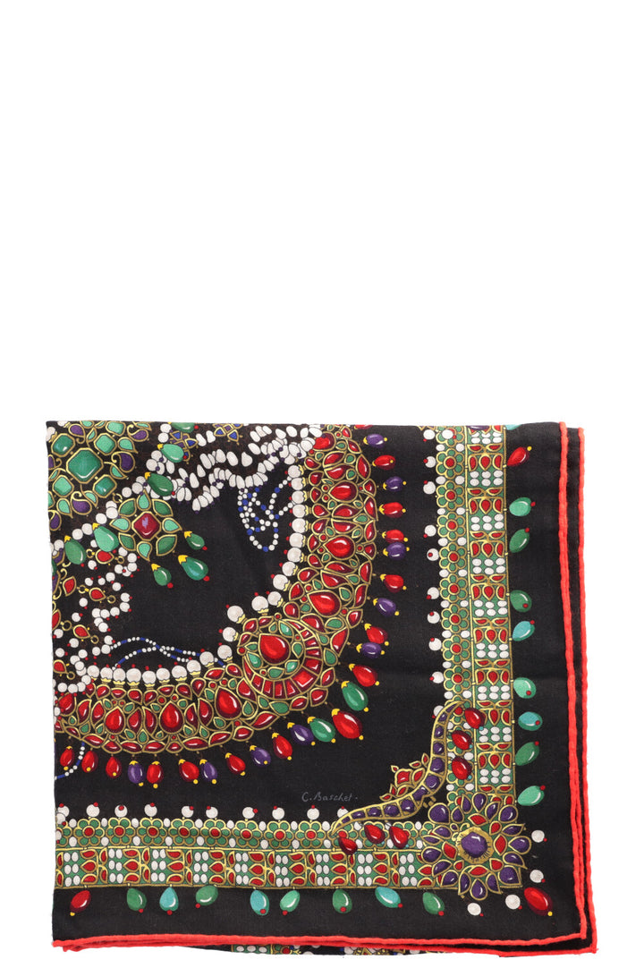 HERMÈS Parures De Maharajas Scarf 140 Cashmere Black