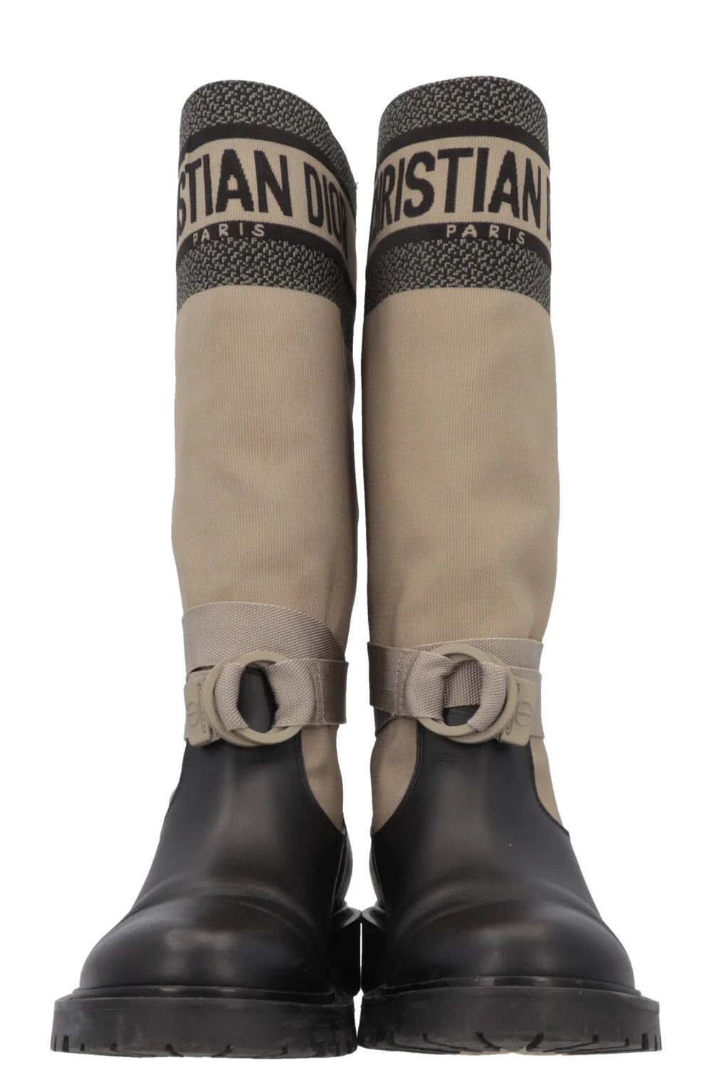 Bottes D-Major CHRISTIAN DIOR en toile beige