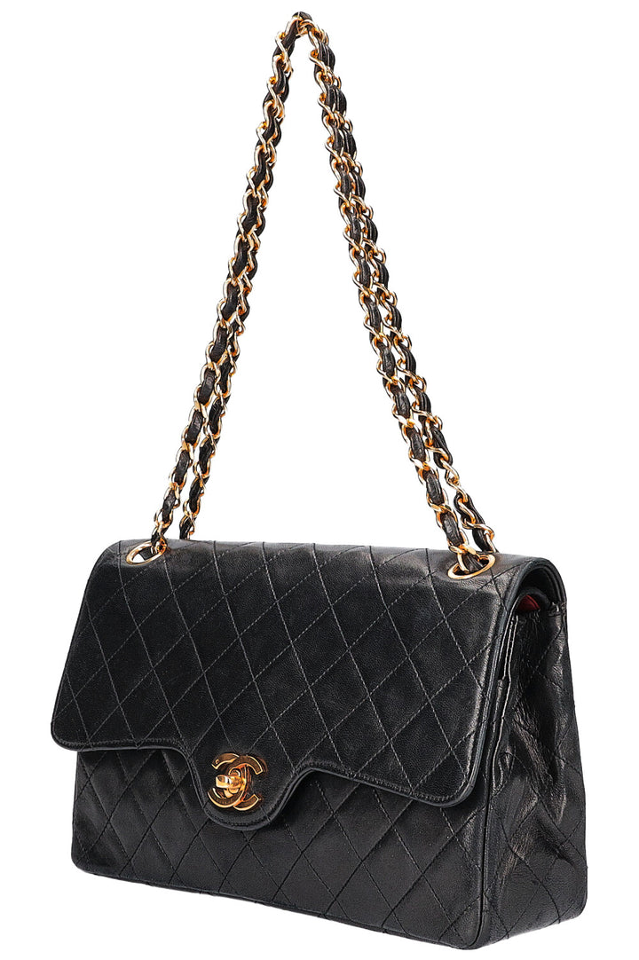 CHANEL Vintage Double Flap Bag Black 1986-1989