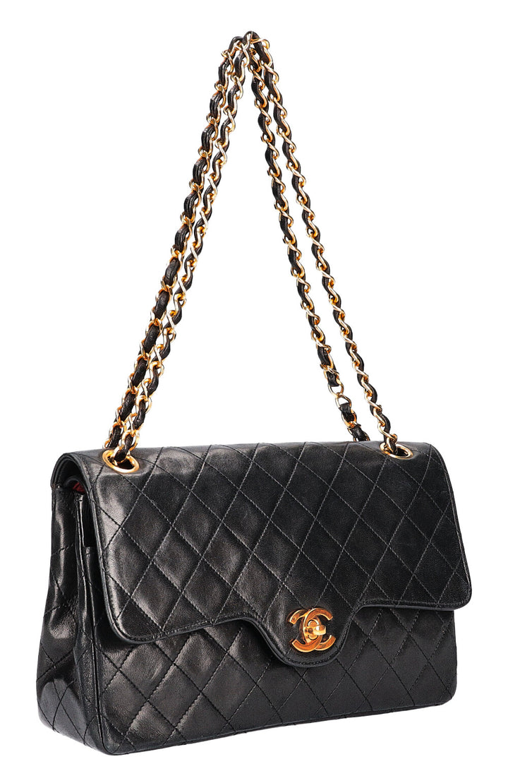 CHANEL Vintage Double Flap Bag Black 1986-1989