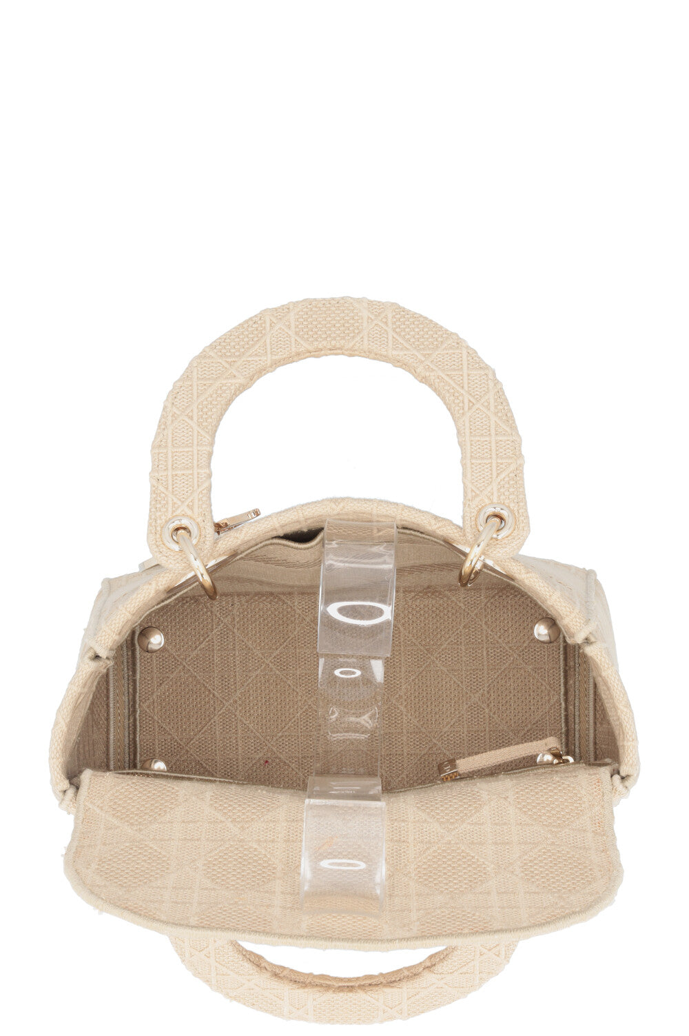 CHRISTIAN DIOR Lady Dior D-Lite Cannage Toile Sable