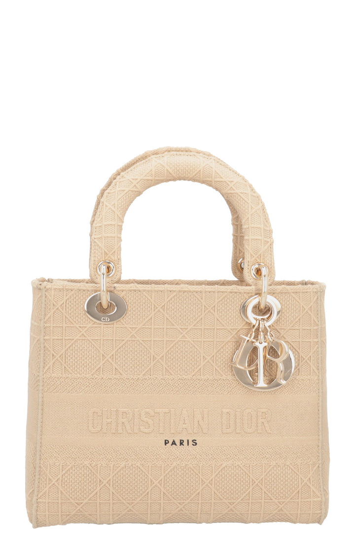 CHRISTIAN DIOR Lady Dior D-Lite Cannage Canvas Sand