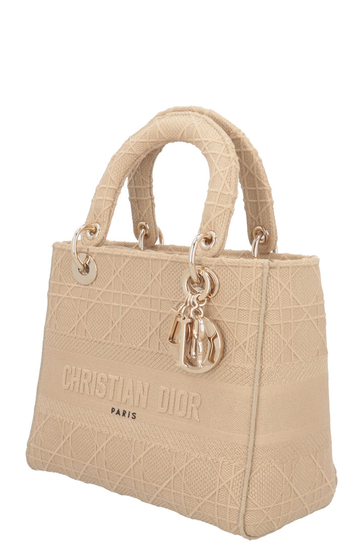 CHRISTIAN DIOR Lady Dior D-Lite Cannage Toile Sable