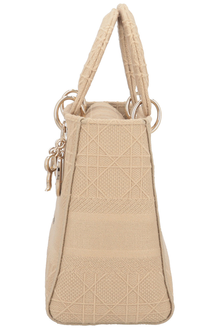 CHRISTIAN DIOR Lady Dior D-Lite Cannage Toile Sable