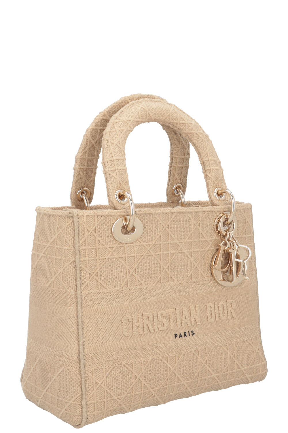 CHRISTIAN DIOR Lady Dior D-Lite Cannage Toile Sable