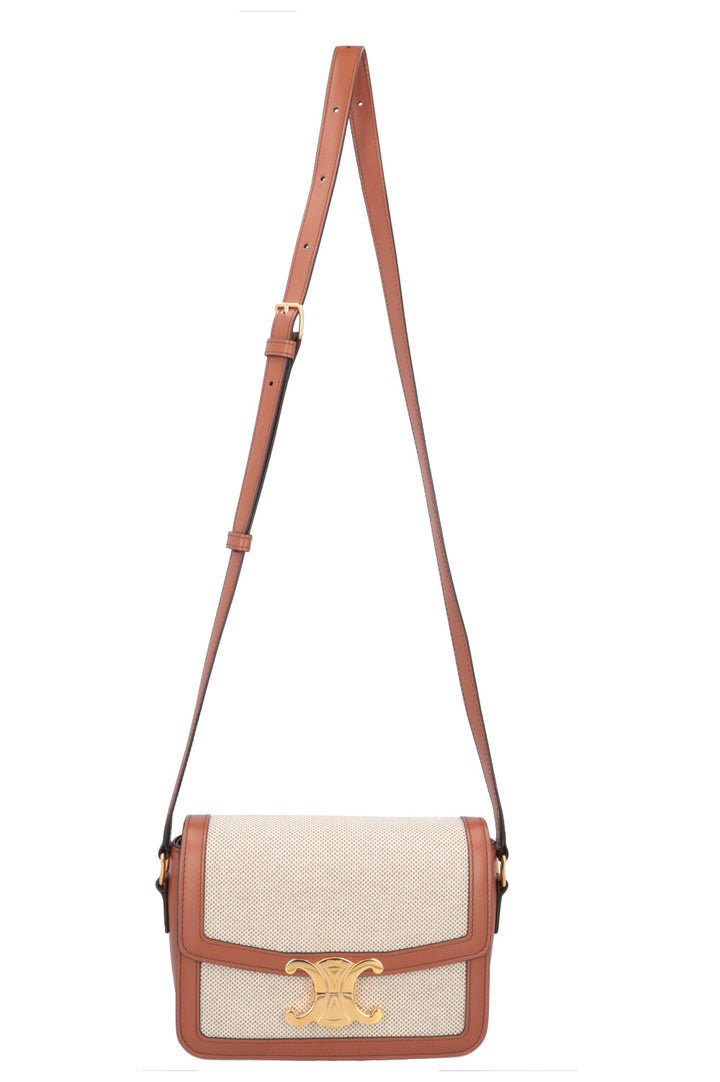 CELINE Teen Triomphe Crossbody Bag Raffia Leather