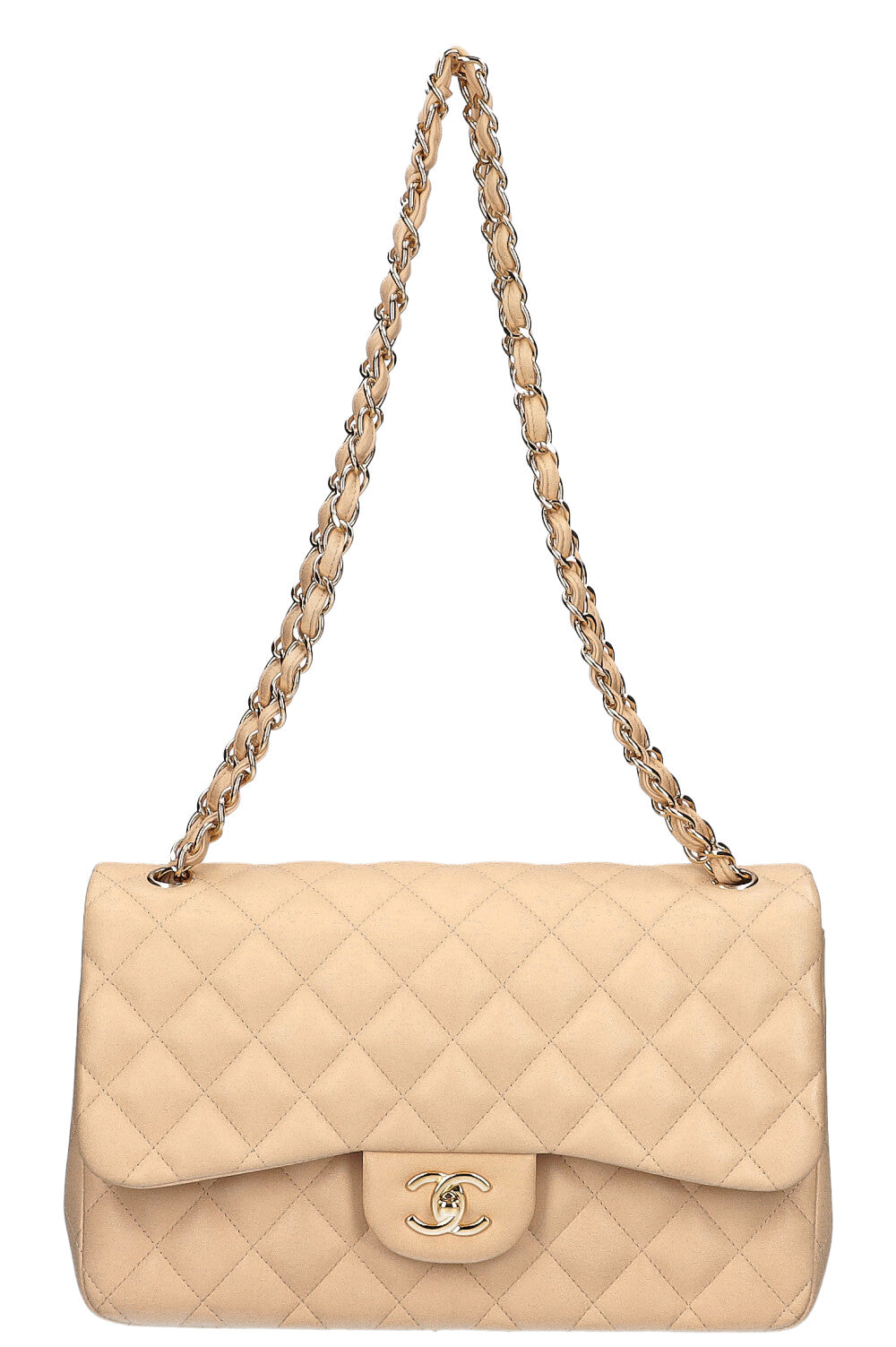 CHANEL Large Double Flap Bag Beige