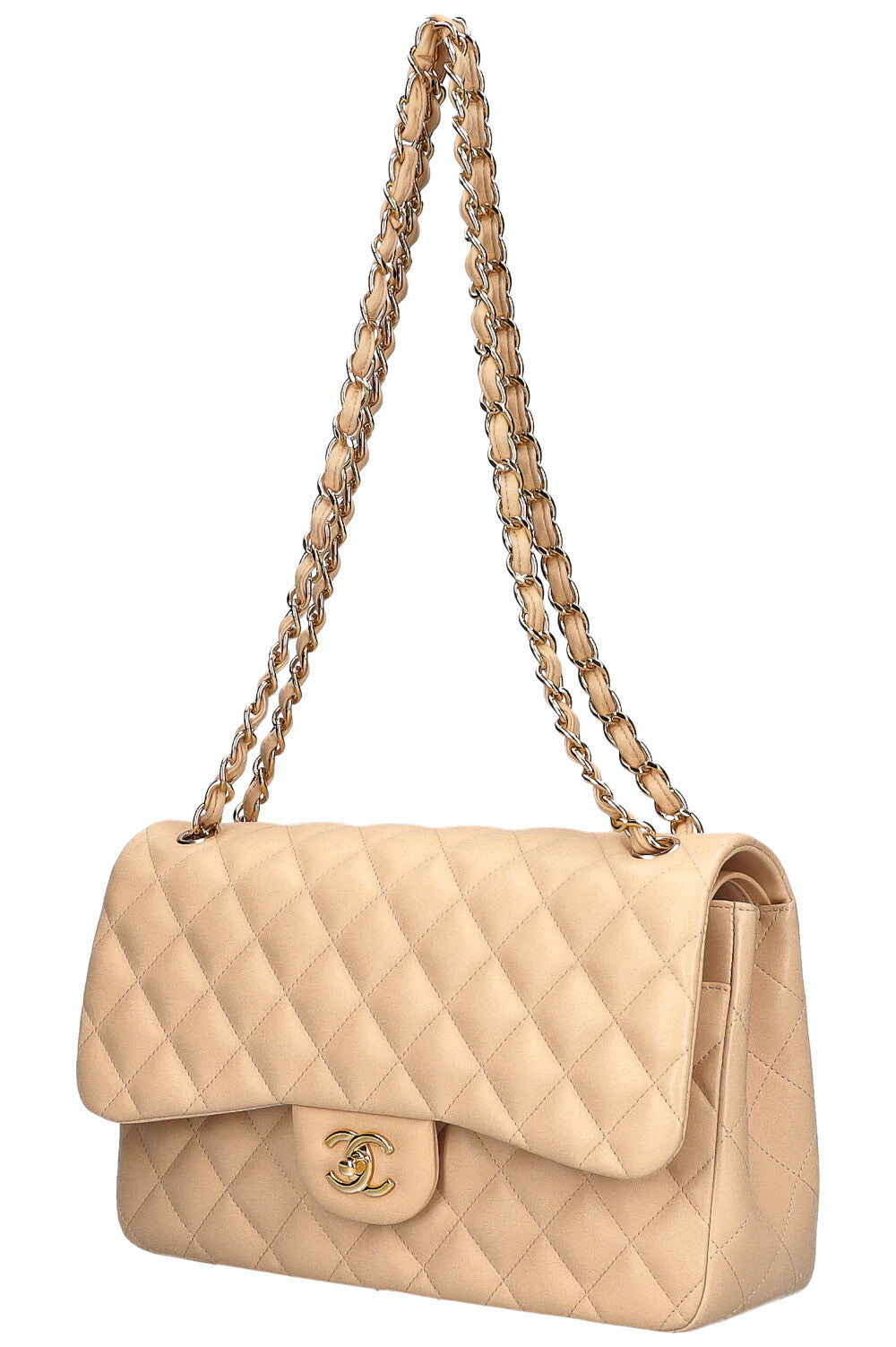 CHANEL Large Double Flap Bag Beige