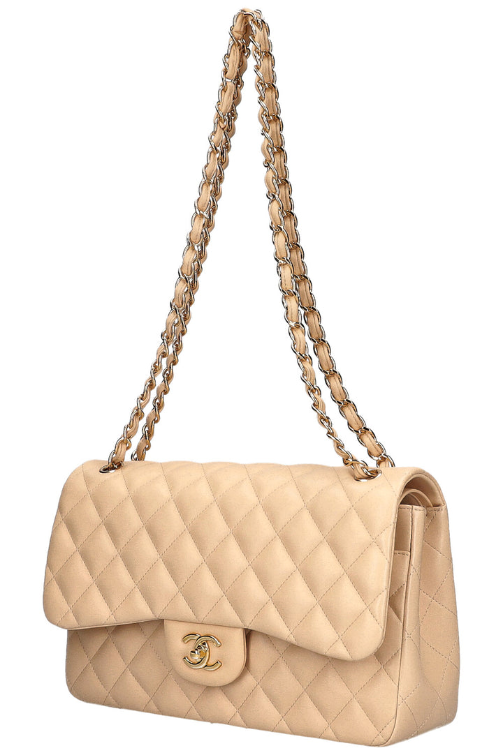 CHANEL Large Double Flap Bag Beige